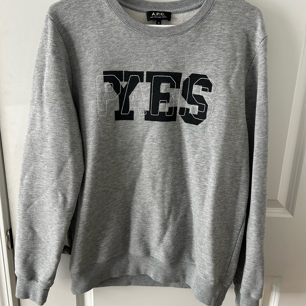 A.P.C. Gray Crewneck Sweater with Logo